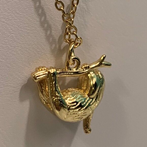 New, no tags, gold chain necklace, 20 inches, tiny sloth charm with bling - Picture 3 of 16
